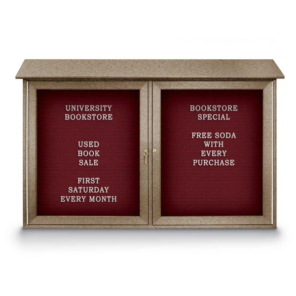 Indoor Enclosed Combo Board, 48"x36", Bronze Frame/Grey & Forbo